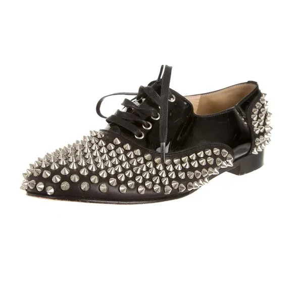 CHRISTIAN LOUBOUTIN SIZE 38.5 STUDDED FREDDY OXFORDS - Picture 2 of 6